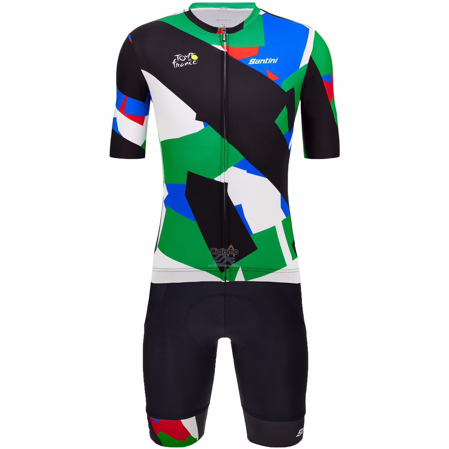 Tour DE Francia Ropa Ciclismo Culotte Corto 2023 Hombre Mangas Cortas Negro Azul